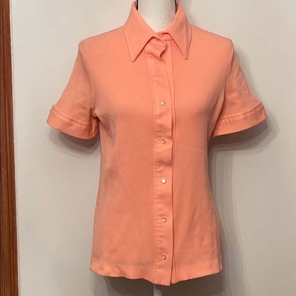 Vintage Chic Peach Button-Down Women's Shirt